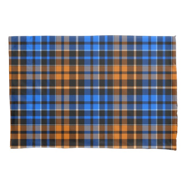 Black Orange Blue Plaid Tartan Design  Pillowcase (Front)