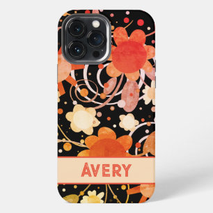 Black Orange Boho Floral Inspirivity iPhone Case