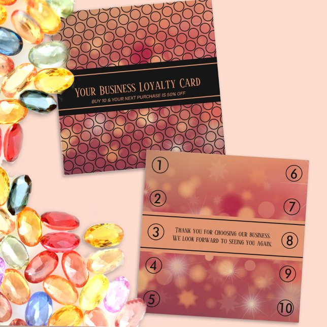 Black Orange Bokeh Generic Business Loyalty Punch Appointment Card (Creator Uploaded)