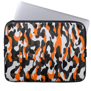 Black Orange camouflage pattern Electronics Bag