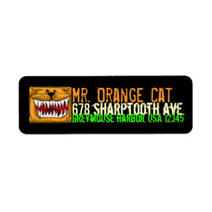 Black Orange Cat Return Address Shipping Label