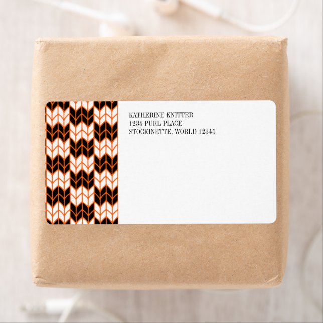 BLACK ORANGE CHECK KNIT Shipping Address Labels (Insitu)