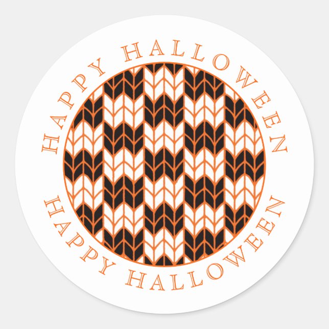 BLACK ORANGE CHECK KNIT Small Round Stickers (Front)
