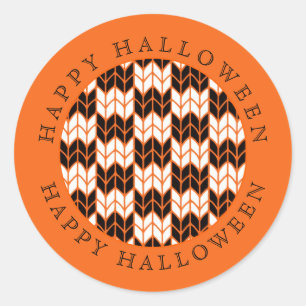 BLACK ORANGE CHECK KNIT Small Round Stickers II