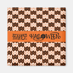 BLACK ORANGE CHECK KNIT Square Magnet II
