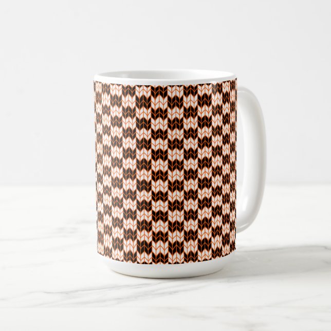 BLACK ORANGE CHECK KNIT Tall White Mug (Front Right)