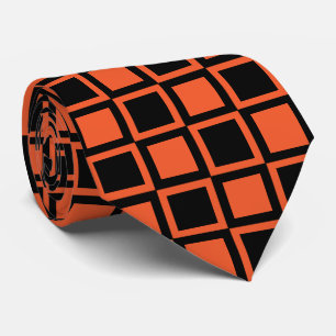 Black Orange Chequered Pattern Tie