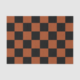 Black & Orange Chequered Squares Buffalo Plaid Tissue Paper
