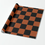 Black & Orange Chequered Squares Buffalo Plaid Wrapping Paper<br><div class="desc">custom wrapping paper</div>