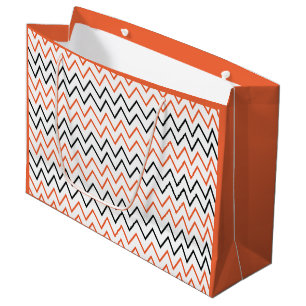 Black Orange Chevron Zigzag Large Gift Bag