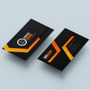 Black Orange Elegant Modern Business Card