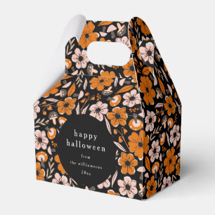 Black Orange Flowers Mushrooms Halloween Custom Favour Box