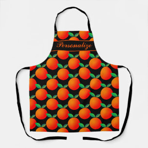Black & orange fruit print custom kitchen cooking apron