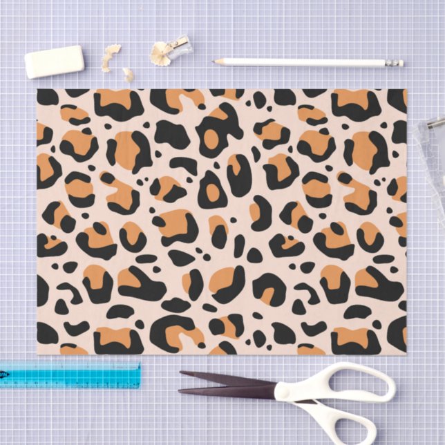 Black Orange Funky Leopard Print Decoupage Tissue Paper (Craft)