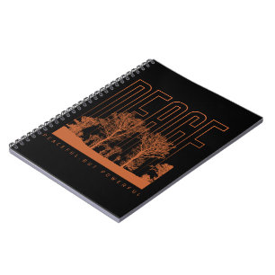 Black Orange Futuristic Peace Spiral Notebook