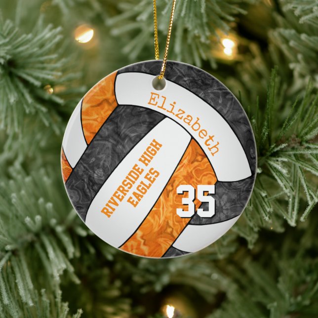 black orange girls sports volleyball memento ceramic tree decoration (Tree)