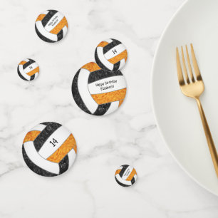 black orange girls volley birthday personalised confetti