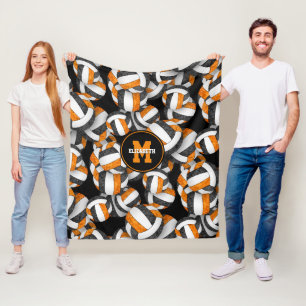 black orange girly volleyball team colours fleece blanket
