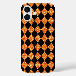 BLACK & ORANGE GLITTER LOOK HALLOWEEN PATTERN iPhone 16 PLUS CASE