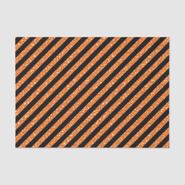 BLACK & ORANGE GLITTER LOOK HALLOWEEN TISSUE PAPER (Front)