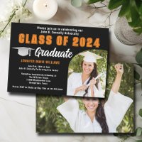 Black Orange Graduate Photo Graduation Party