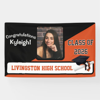 Black & Orange Graduation Banner