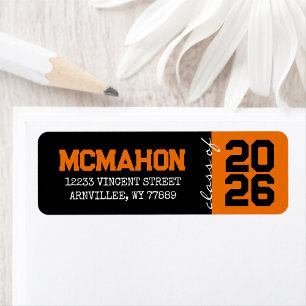 Black & Orange Graduation Return Address Labels