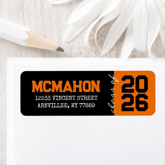 Black & Orange Graduation Return Address Labels (Creator Uploaded)