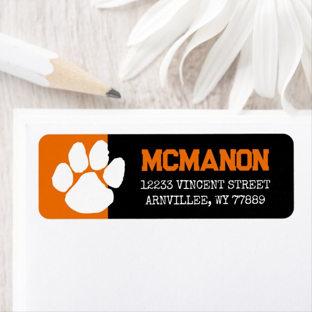 Black & Orange Graduation Return Address Labels (Insitu)