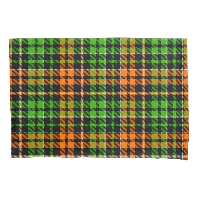 Black Orange Green Plaid Tartan Design  Pillowcase (Front)