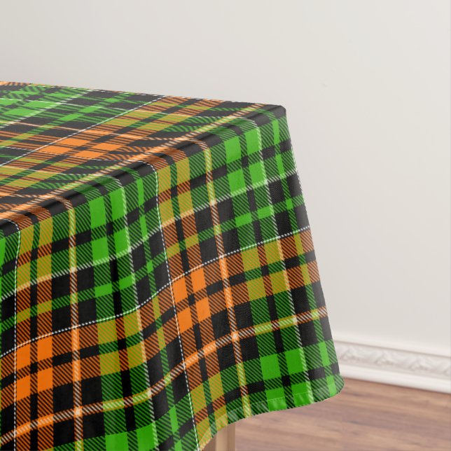 Black Orange Green Plaid Tartan Design  Tablecloth (In Situ)