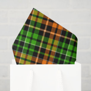Black Orange Green Plaid Tartan Design Tissue Paper