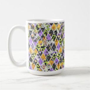 BLACK ORANGE GREEN PURPLE HALLOWEEN DIAMOND COFFEE MUG
