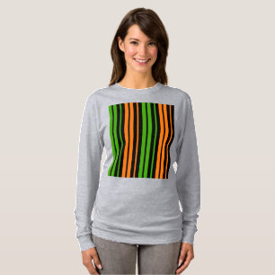 Black Orange Green Vertical Stripes Design   T-Shirt