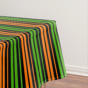 Black Orange Green Vertical Stripes Design   Tablecloth