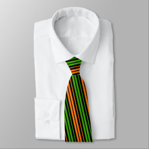 Black Orange Green Vertical Stripes Design Tie