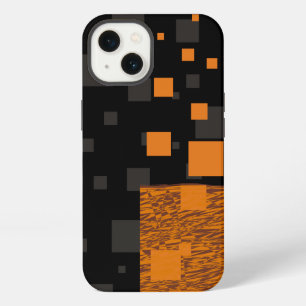 Black orange grey brown squares abstract blocks iPhone 13 case