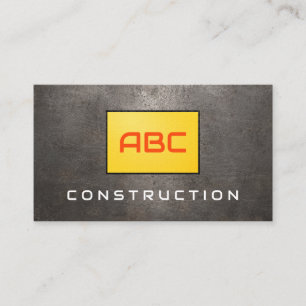 Black Orange Grunge Metal Construction Business Card