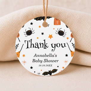 Black & Orange Halloween Baby Shower Thank You Favour Tags