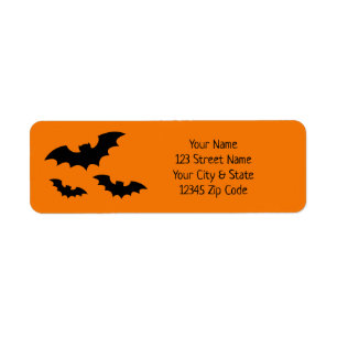 Black & orange Halloween bat return address labels