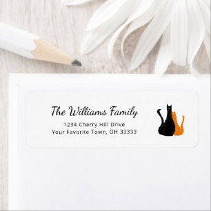 Black Orange Halloween Cats Return Address