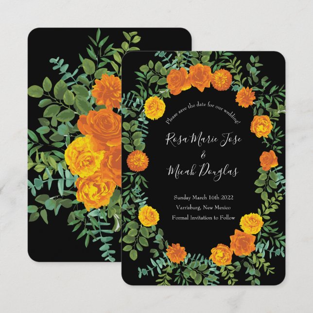 Black & Orange Halloween Gothic Wedding Collection Invitation (Front/Back)
