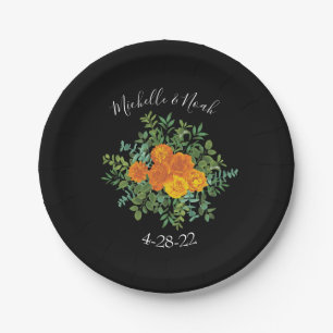 Black & Orange Halloween Gothic Wedding Collection Paper Plate