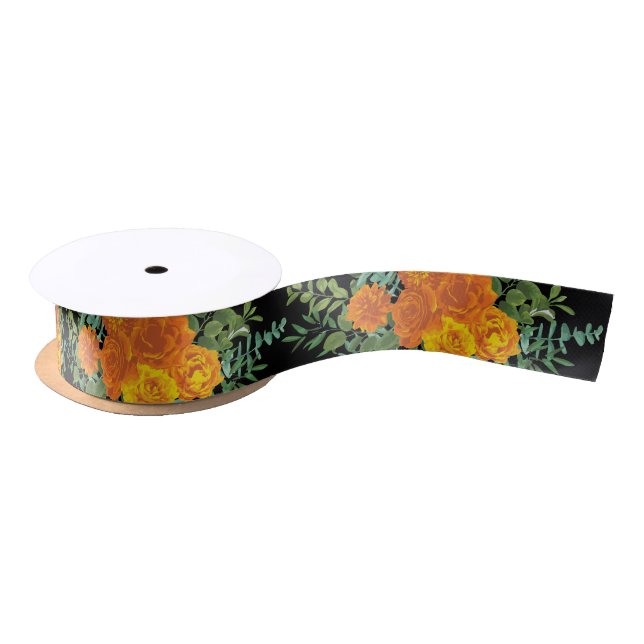 Black & Orange Halloween Gothic Wedding Collection Satin Ribbon (Spool)