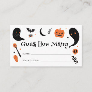 Black Orange Halloween Guess How Many  Enclosure Card