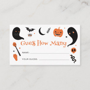 Black Orange Halloween Guess How Many  Enclosure Card