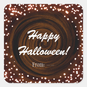 Black & Orange Halloween Lights Party Favour Square Sticker