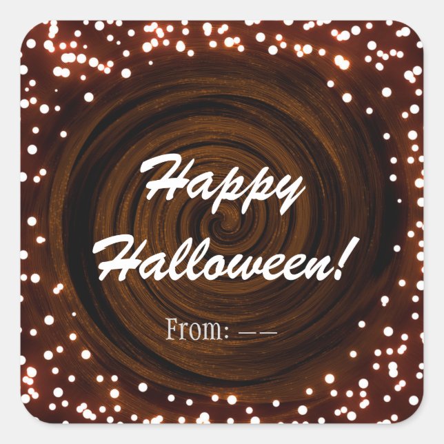 Black & Orange Halloween Lights Party Favour Square Sticker (Front)