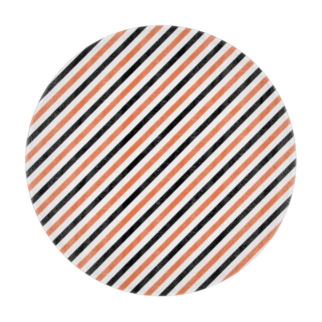 Black & Orange Halloween Stripes Cutting Board (Front)