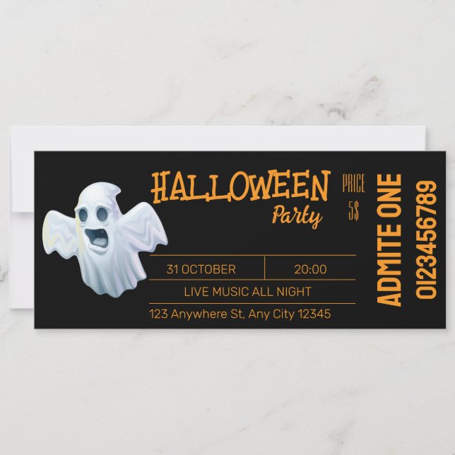 Black Orange Halloween Ticket Invitation (Front)